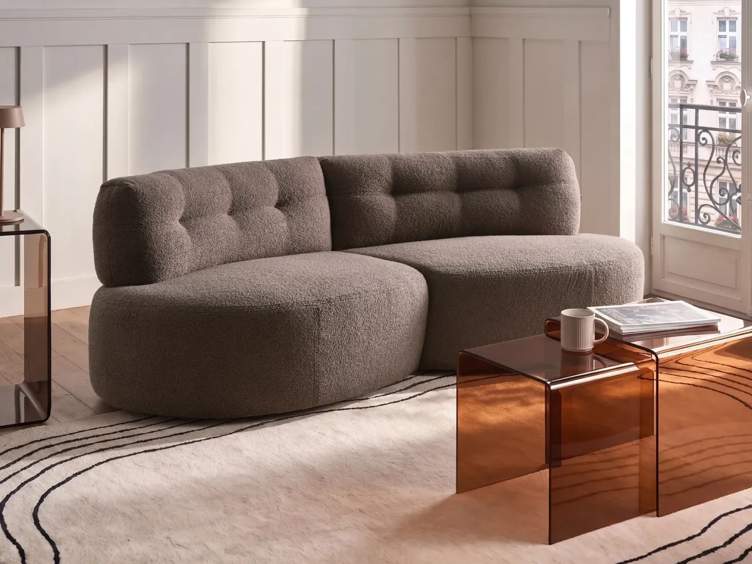 Sofa 3 personers LAERDAL Boucle Brungrå