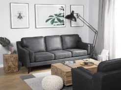 Sofa 3 personers LOKKA Kunstlæder Grå