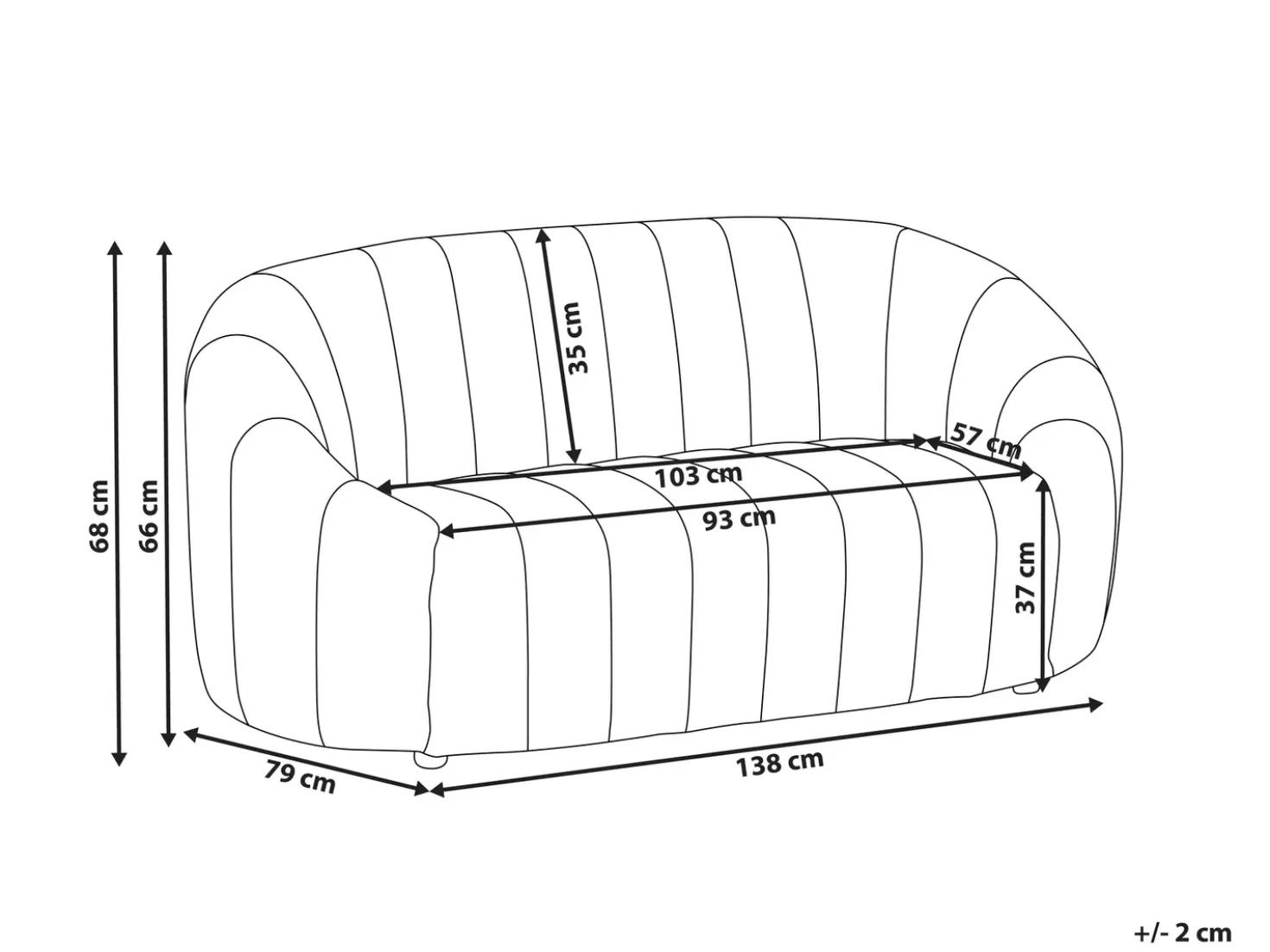 Sofa 2 personers MALUNG Velour Cremehvid