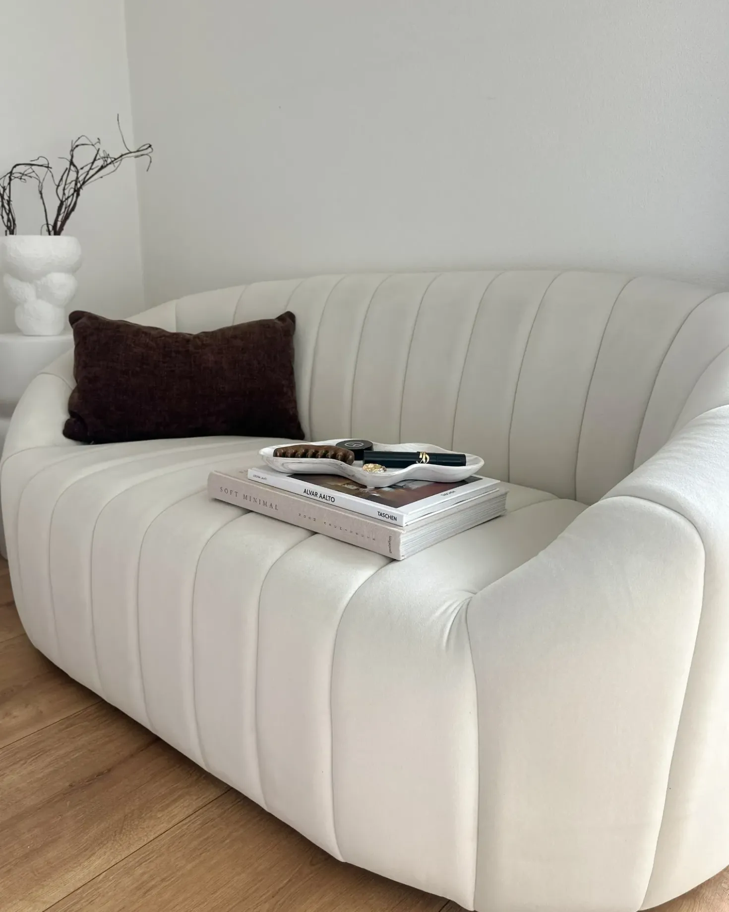 Sofa 2 personers MALUNG Velour Cremehvid