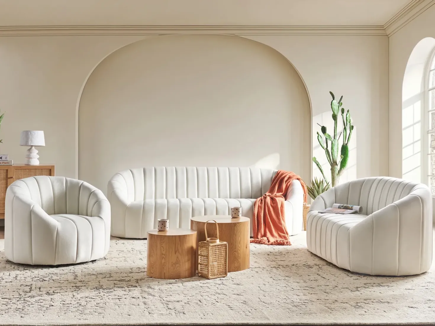Sofa 2 personers MALUNG Velour Cremehvid