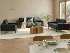 Sofa 2 personers SOVIK Kunstlæder Sort