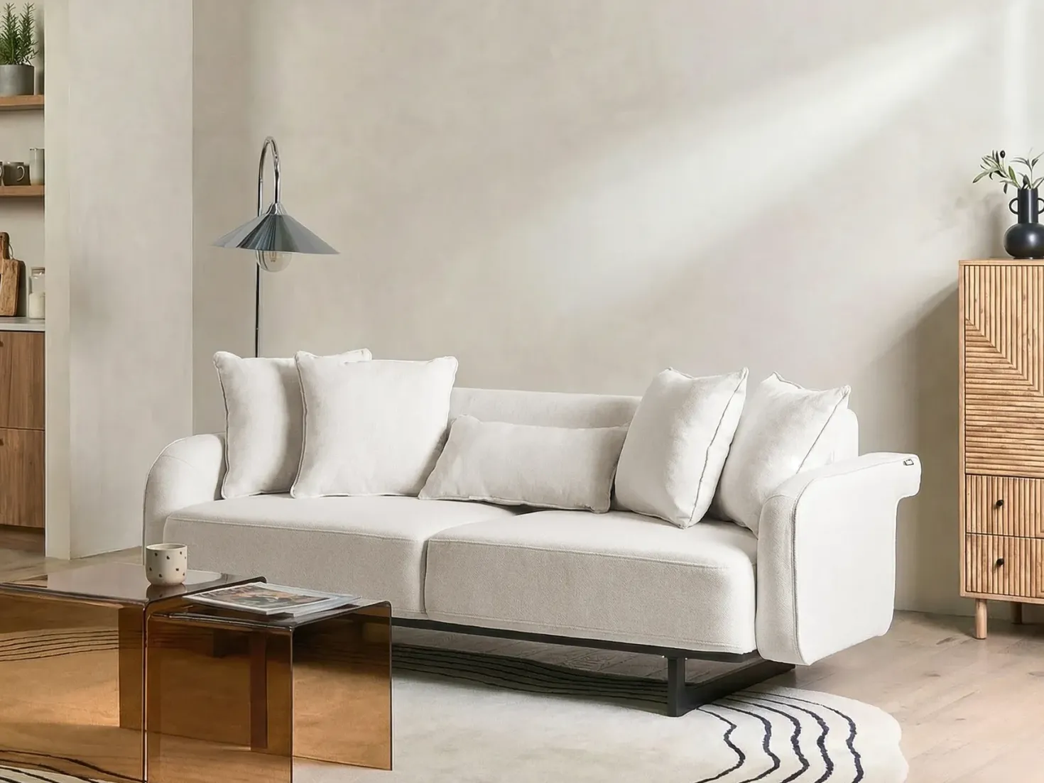 Sofa 3 personers SVANEK Cremehvid