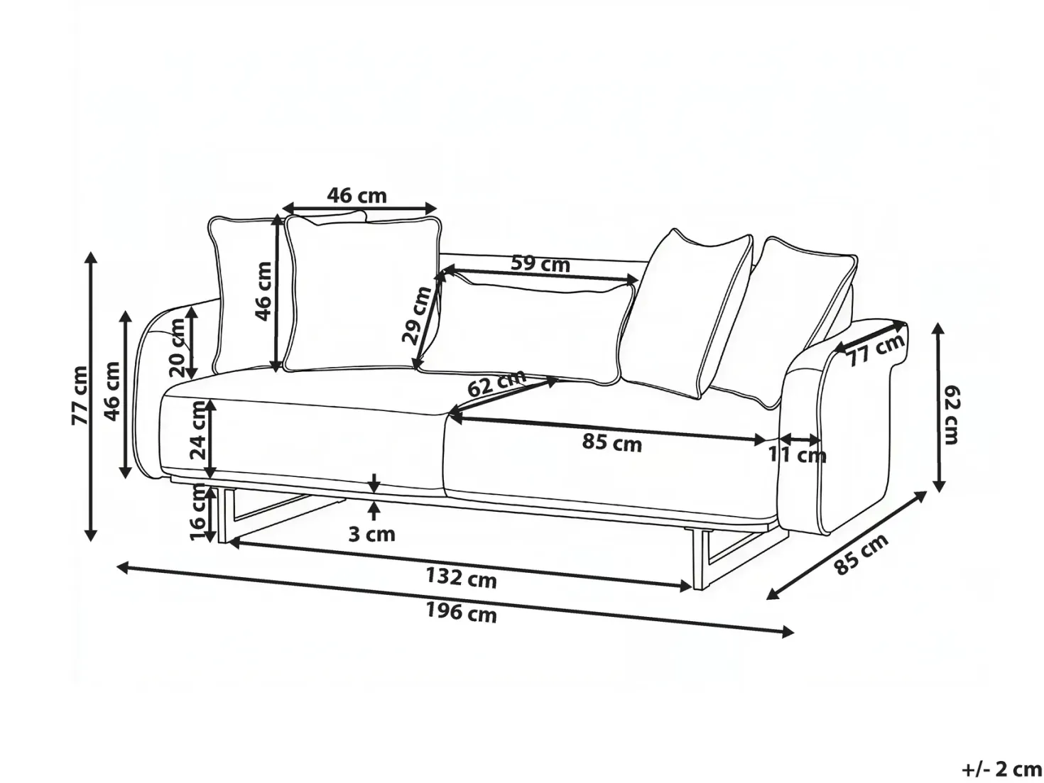 Sofa 3 personers SVANEK Cremehvid