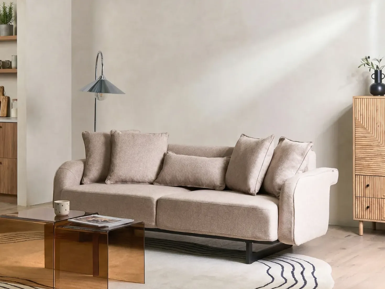 Sofa 3 personers SVANEK Lysebrun