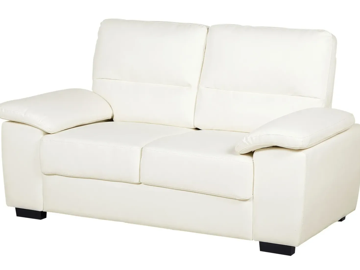 Sofa 2 personers VOGAR Kunstlæder Cremehvid