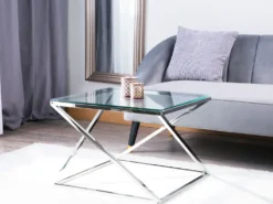 Sofabord BEVERLY Glas Sølv