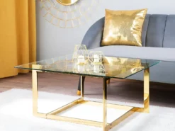 Sofabord CRYSTAL Hærdet glas Guld