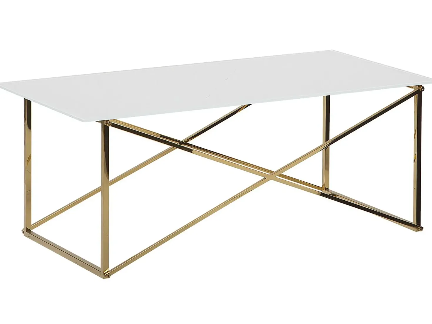 Sofabord EMPORIA Hærdet glas Hvid/guld