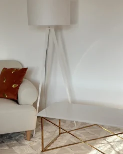 Sofabord EMPORIA Hærdet glas Hvid/guld