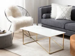 Sofabord EMPORIA Hærdet glas Hvid/guld