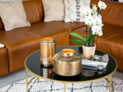 Sofabord FLORENCE Glas Sort/guld