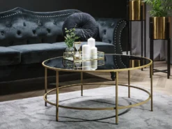 Sofabord FLORENCE Glas Sort/guld