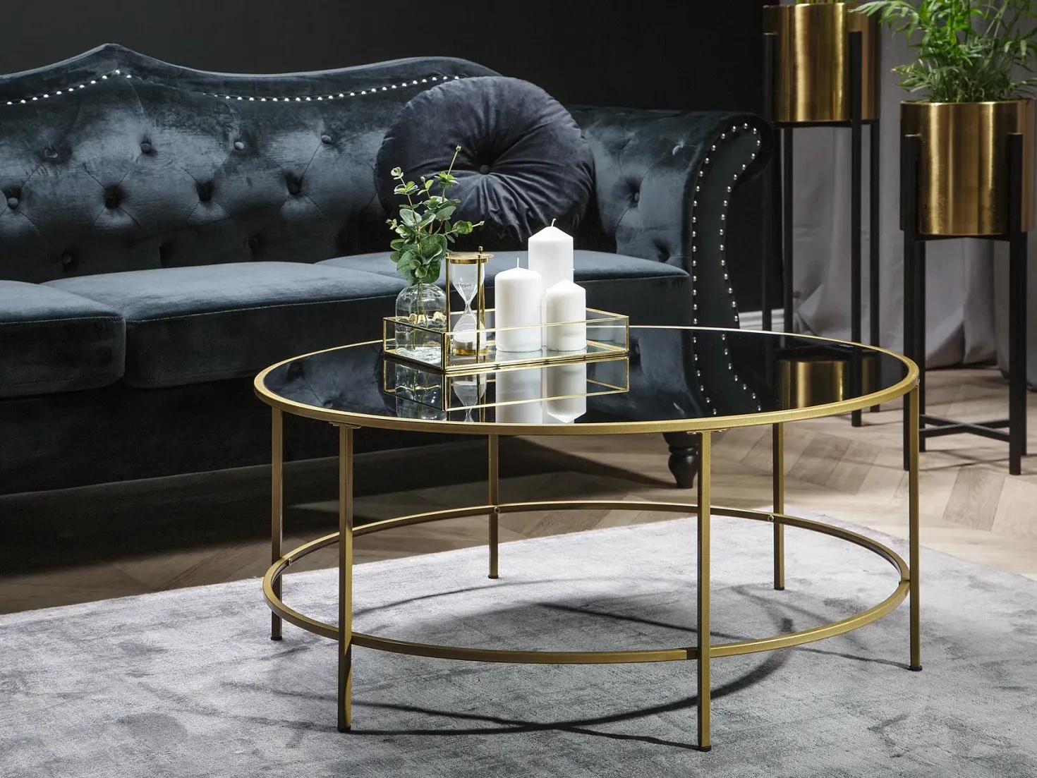 Sofabord FLORENCE Glas Sort/guld