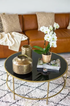 Sofabord FLORENCE Glas Sort/guld