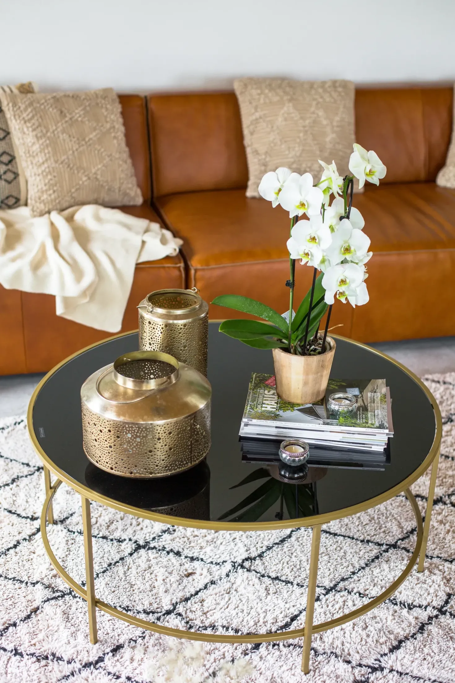 Sofabord FLORENCE Glas Sort/guld