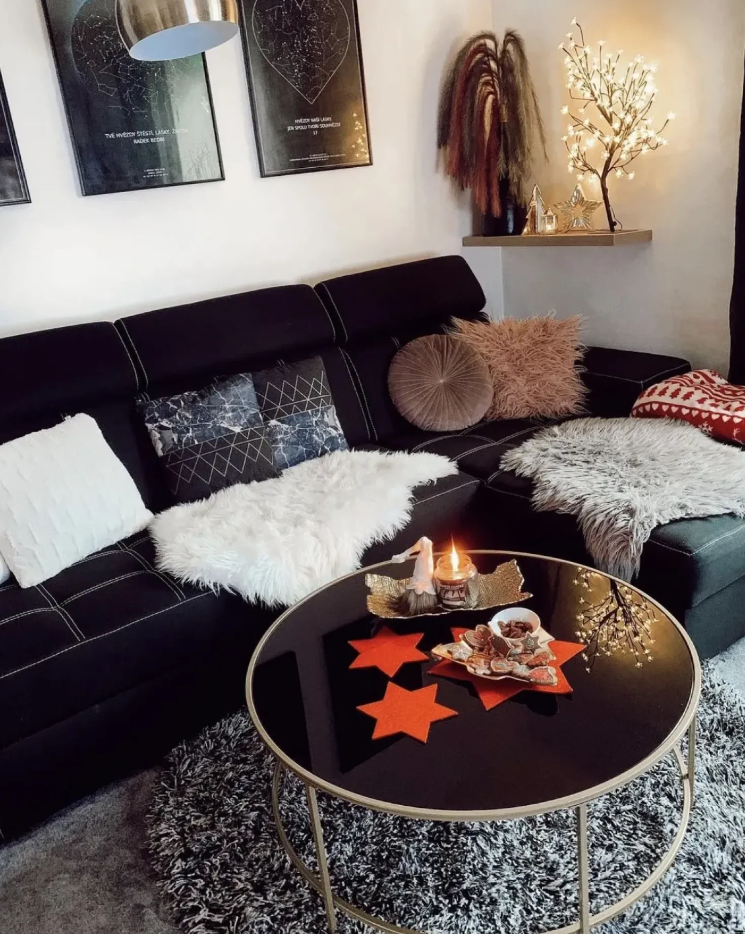 Sofabord FLORENCE Glas Sort/guld