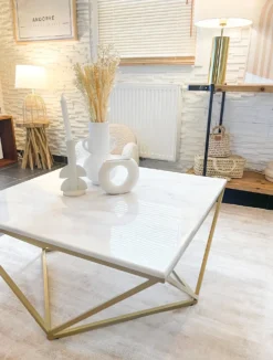 Sofabord MALIBU Marmor/guld