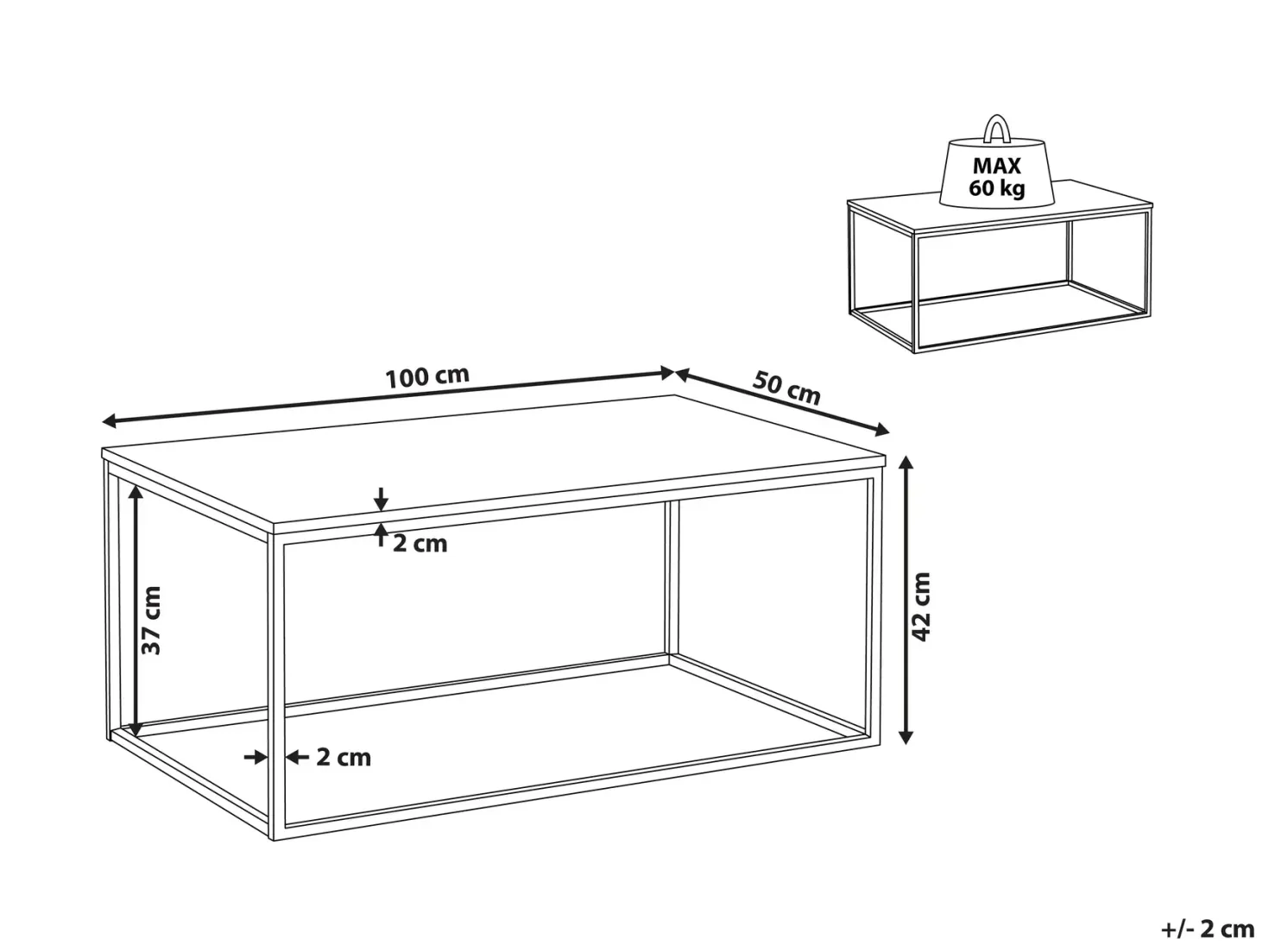 Sofabord MEDORA Glas Sort