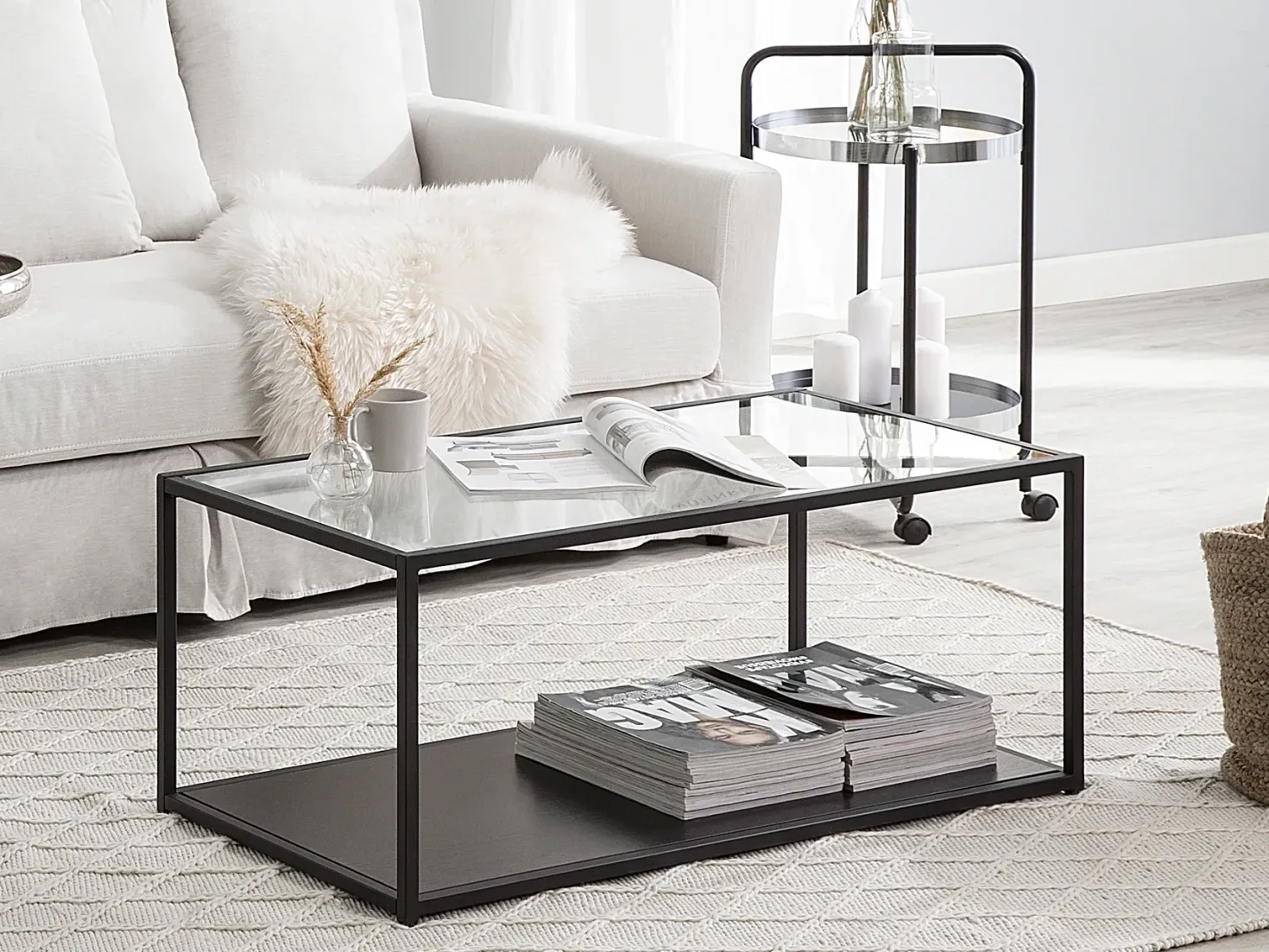 Sofabord MEDORA Glas Sort
