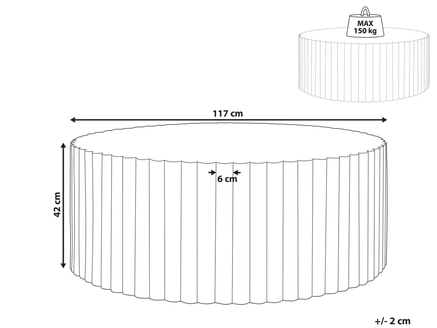 Sofabord POZZA 117 cm 117 cm Hvid