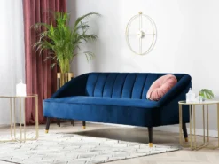 Sofa 3 personers ALSVAG Velour Navy Blå