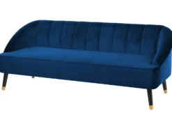 Sofa 3 personers ALSVAG Velour Navy Blå