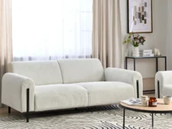 Sofa 3 personers ASKIM Fløjl Cremehvid