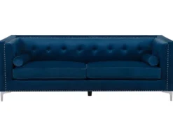 Sofa 3 personers AVALDSENES Velour Navy Blå