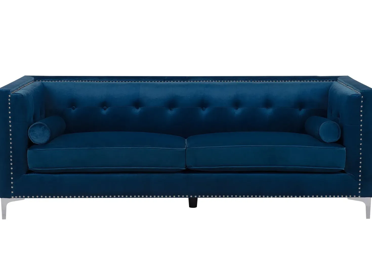 Sofa 3 personers AVALDSENES Velour Navy Blå