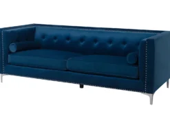 Sofa 3 personers AVALDSENES Velour Navy Blå