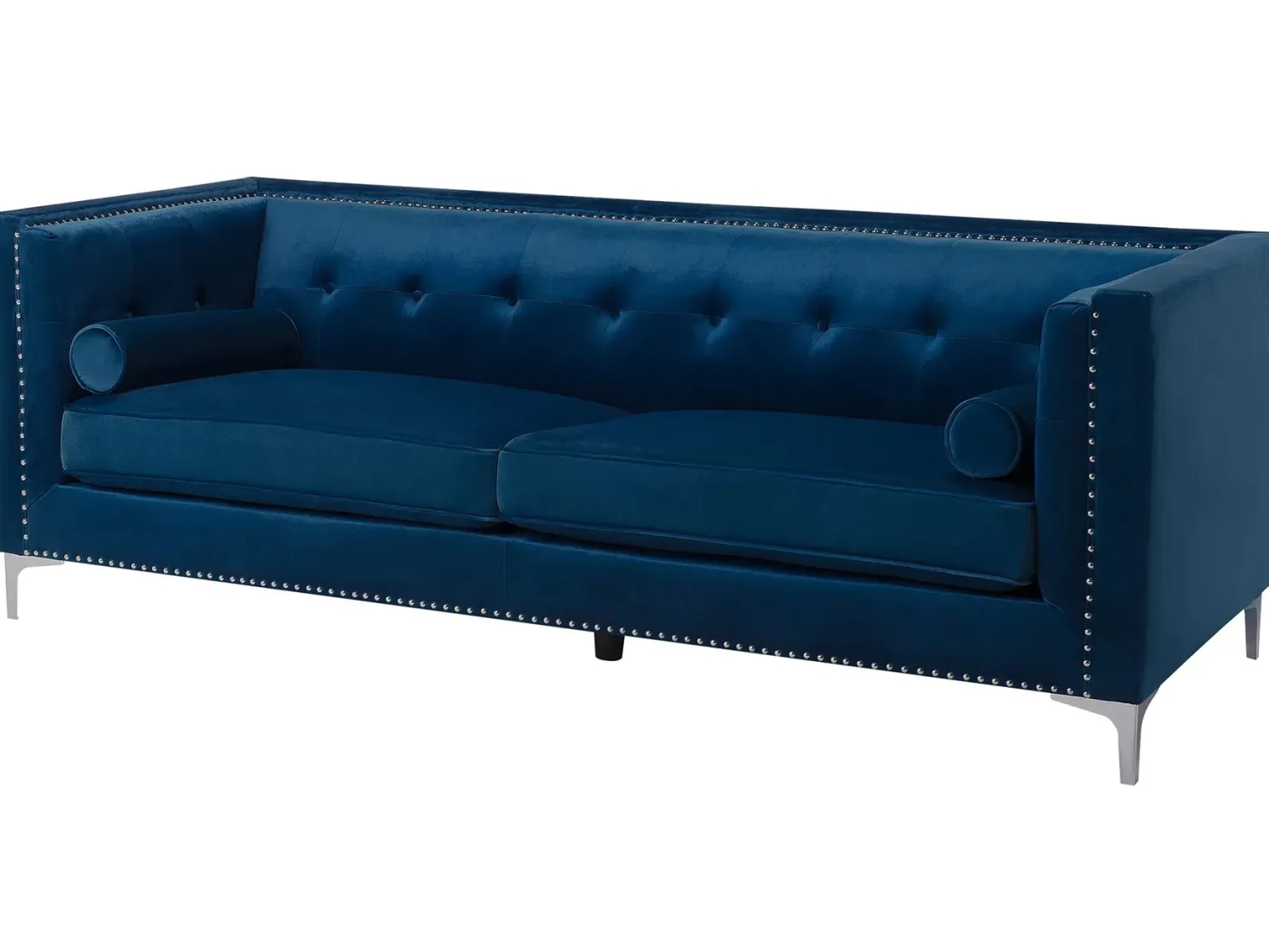 Sofa 3 personers AVALDSENES Velour Navy Blå