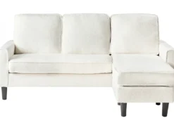 Sofa 3 personers AVESTA Boucle Hvid med fodskammel
