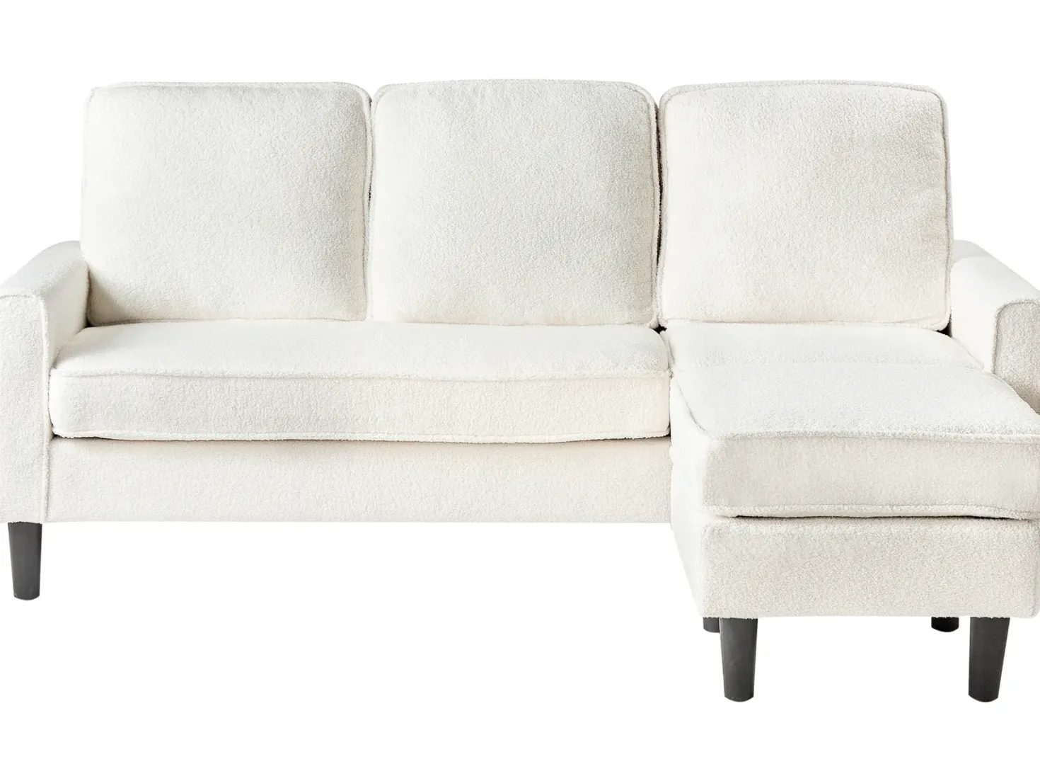 Sofa 3 personers AVESTA Boucle Hvid med fodskammel