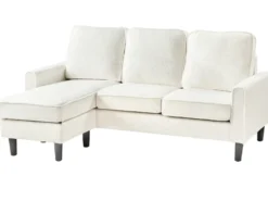 Sofa 3 personers AVESTA Boucle Hvid med fodskammel