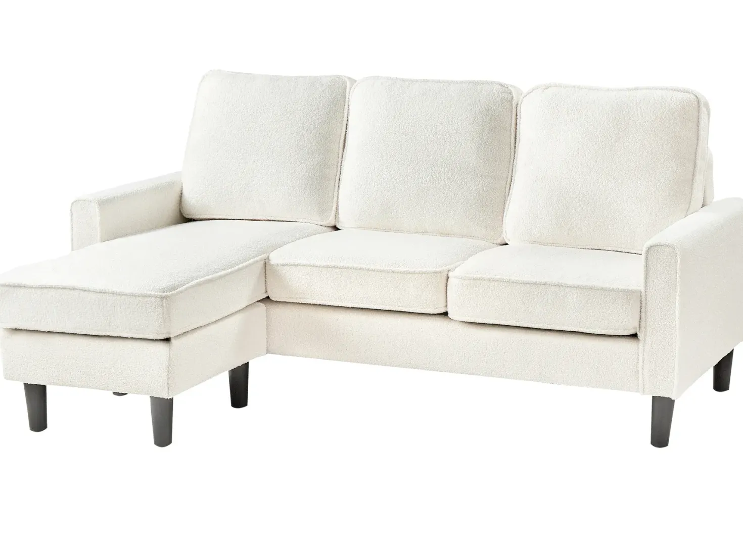 Sofa 3 personers AVESTA Boucle Hvid med fodskammel