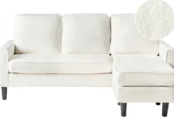 Sofa 3 personers AVESTA Boucle Hvid med fodskammel