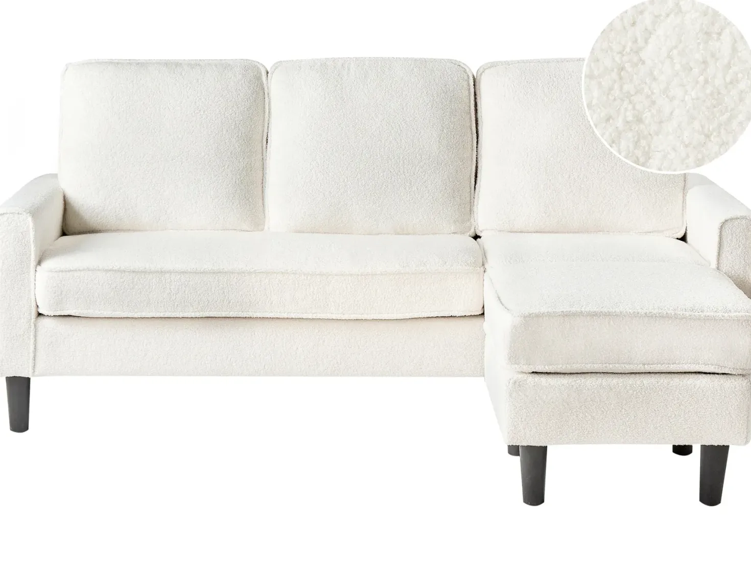 Sofa 3 personers AVESTA Boucle Hvid med fodskammel