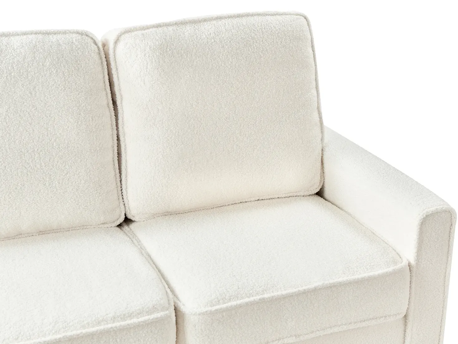 Sofa 3 personers AVESTA Boucle Hvid med fodskammel