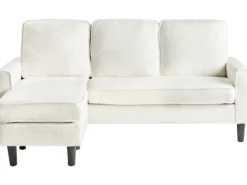 Sofa 3 personers AVESTA Boucle Hvid med fodskammel