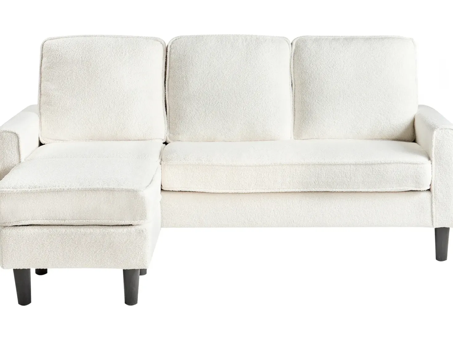 Sofa 3 personers AVESTA Boucle Hvid med fodskammel