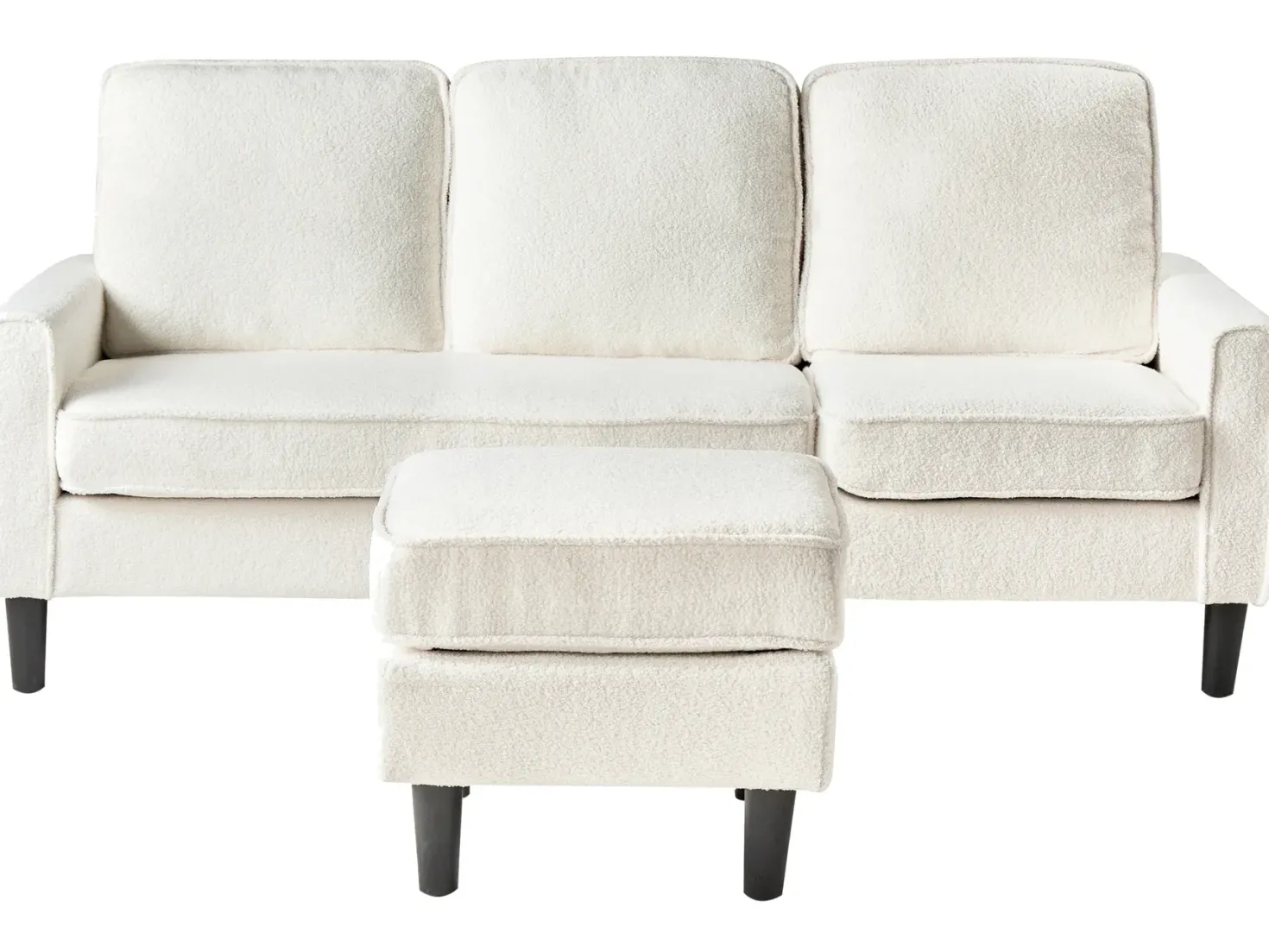 Sofa 3 personers AVESTA Boucle Hvid med fodskammel