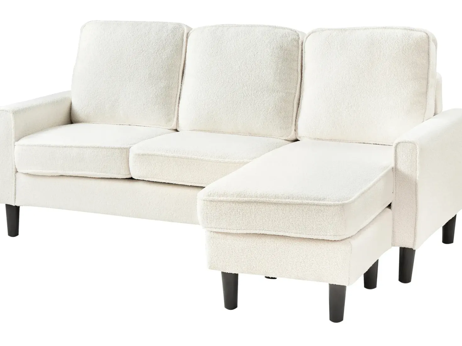 Sofa 3 personers AVESTA Boucle Hvid med fodskammel