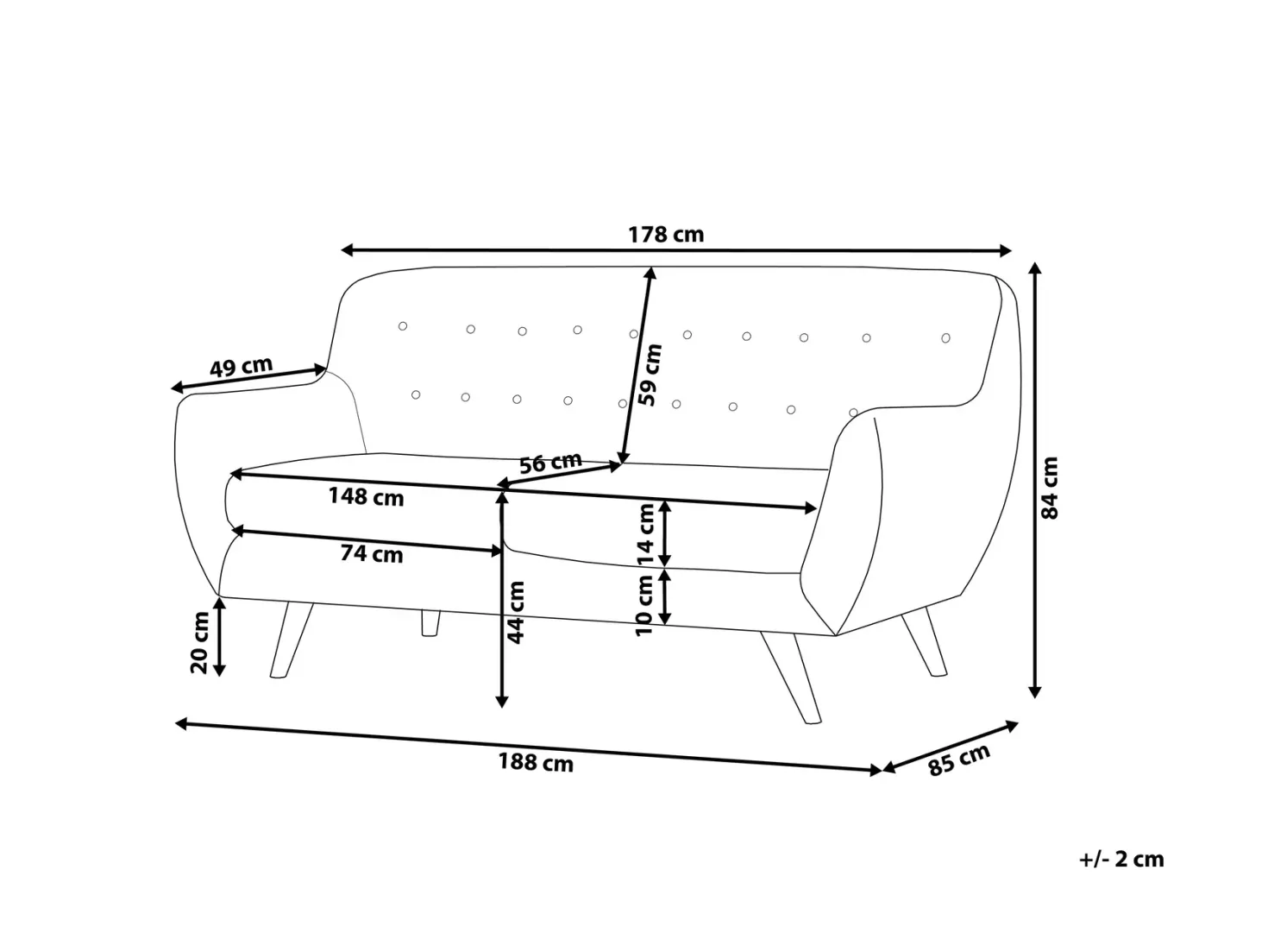 Sofa 3 personers BODO Velour Smaragdgrøn