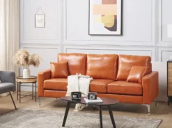 Sofa 3 personers GAVLE Kunstlæder Guldbrun