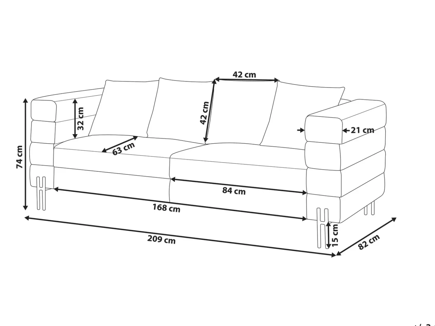 Sofa 3 personers GRANNA Kunstlæder Brun