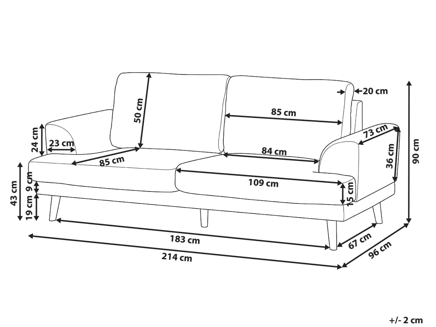Sofa 3 personers KILDAL Sort