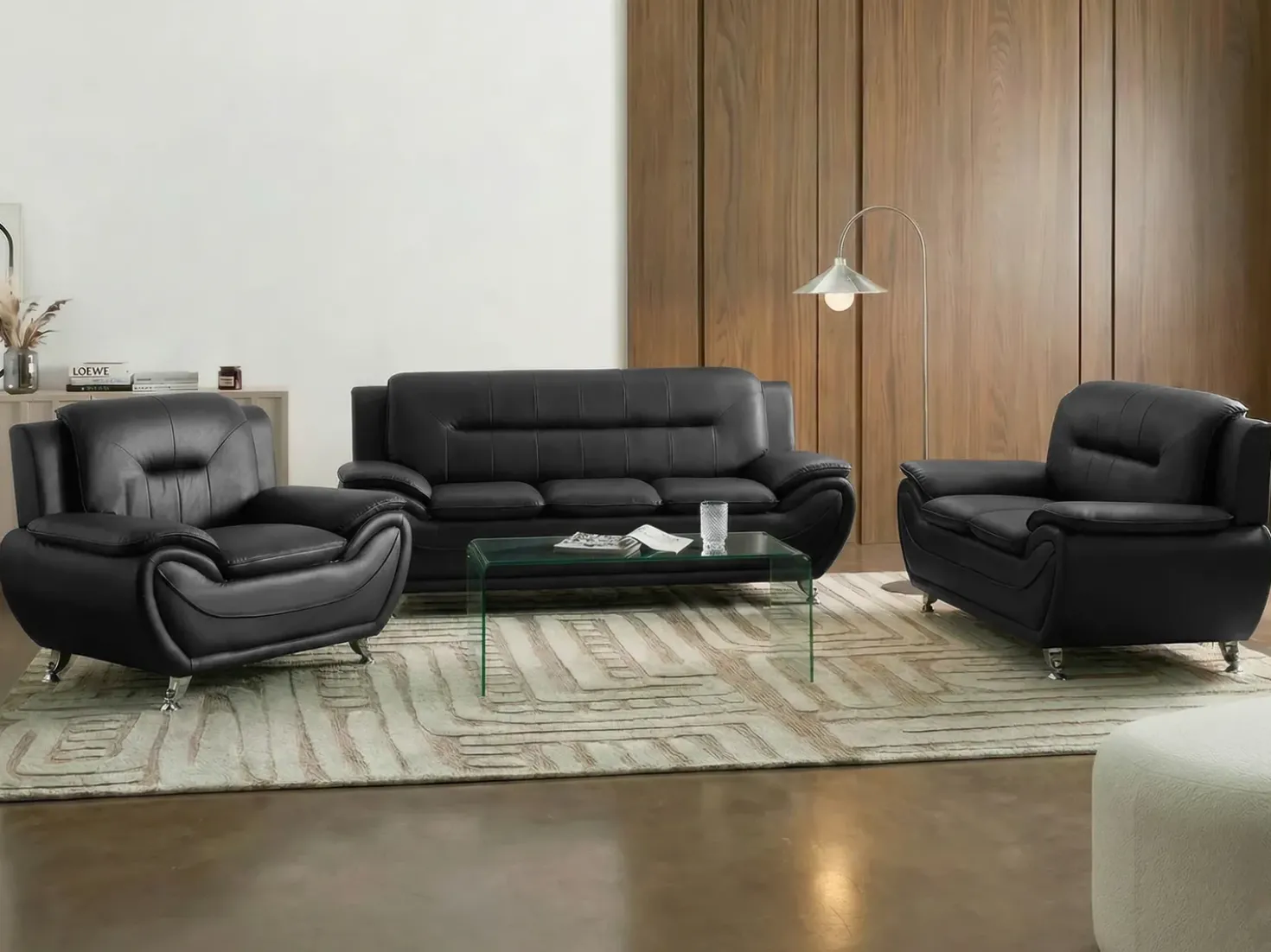Sofa 3 personers LEIRA Kunstlæder Sort