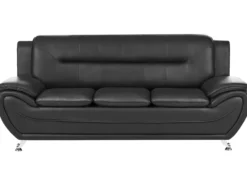 Sofa 3 personers LEIRA Kunstlæder Sort