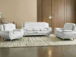 Sofa 3 personers LEIRA Kunstlæder Hvid